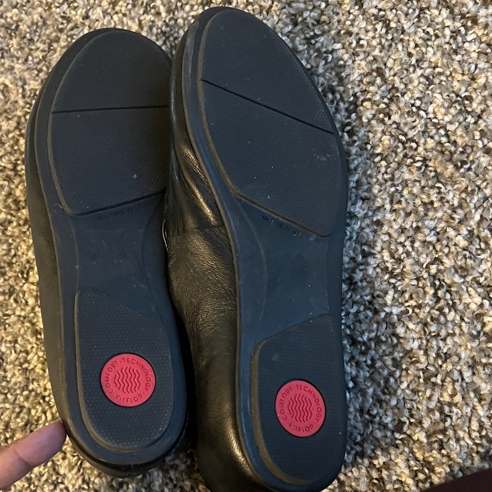 FitFlop Women's Black Leather Slip-On Loafers - Picture 3 of 5